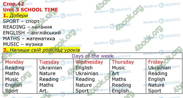 ГДЗ Английский язык 3 класс страница Стр.42 (1-2)